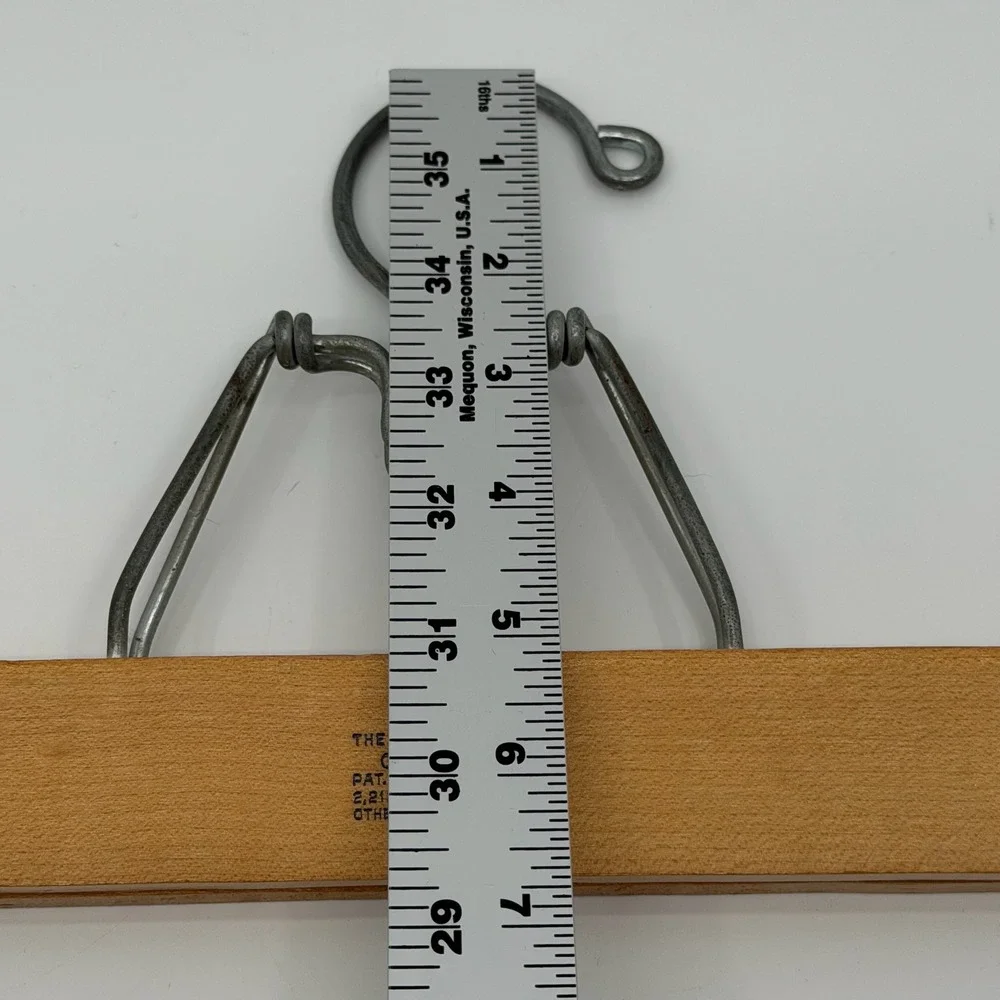 Vtg Setwell Clamp Pants Hangers LOT of 3 Wooden Metal Hook MCM Retro Clamping